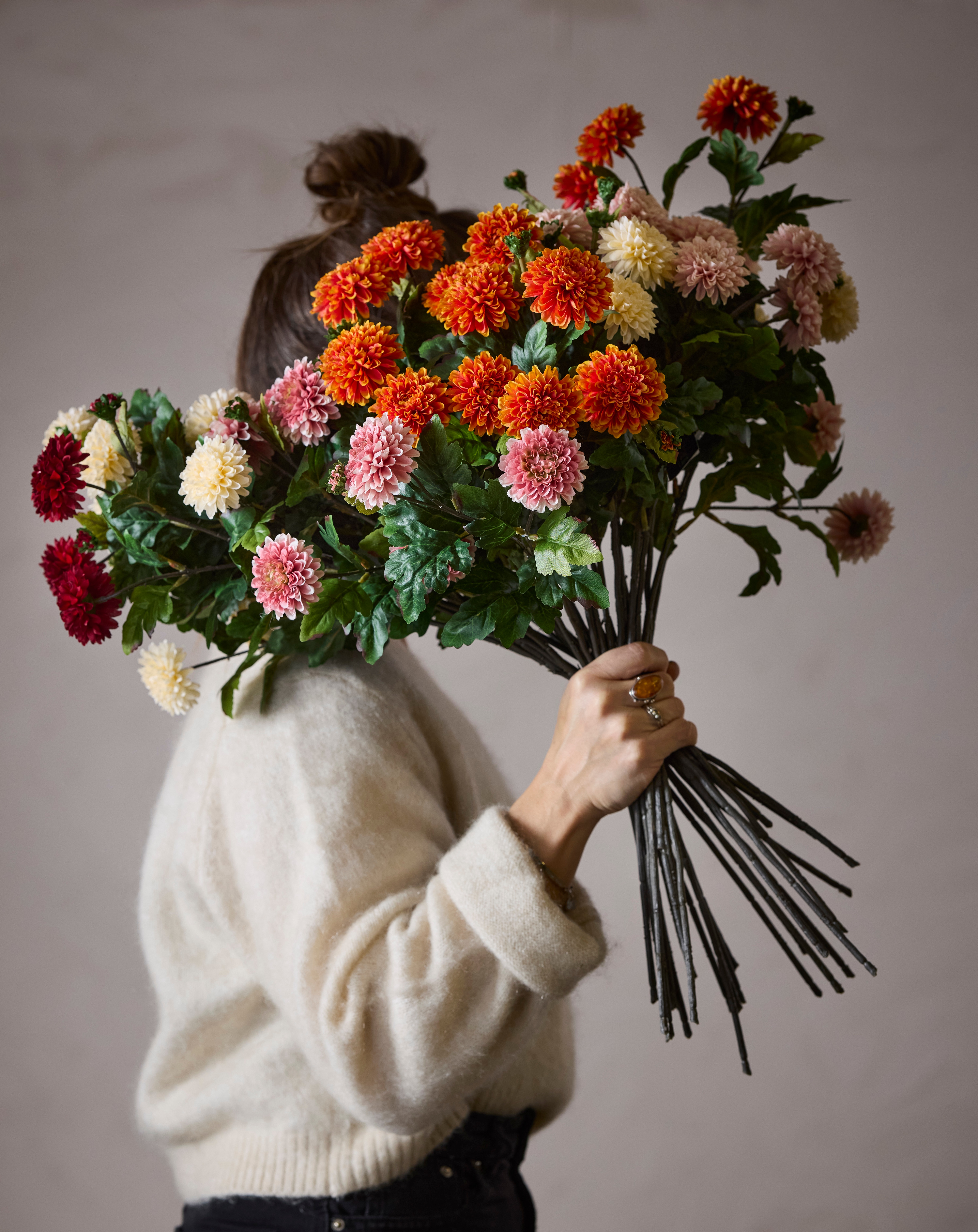 Konstgjord cremefärgad Chrysanthemum 53cm