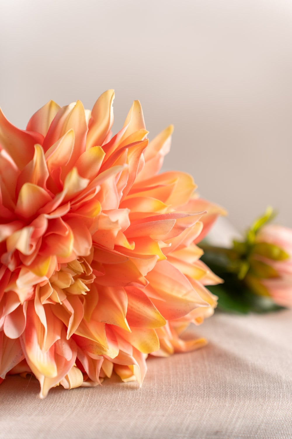 Konstgjord aprikosfärgad Dahlia 70cm