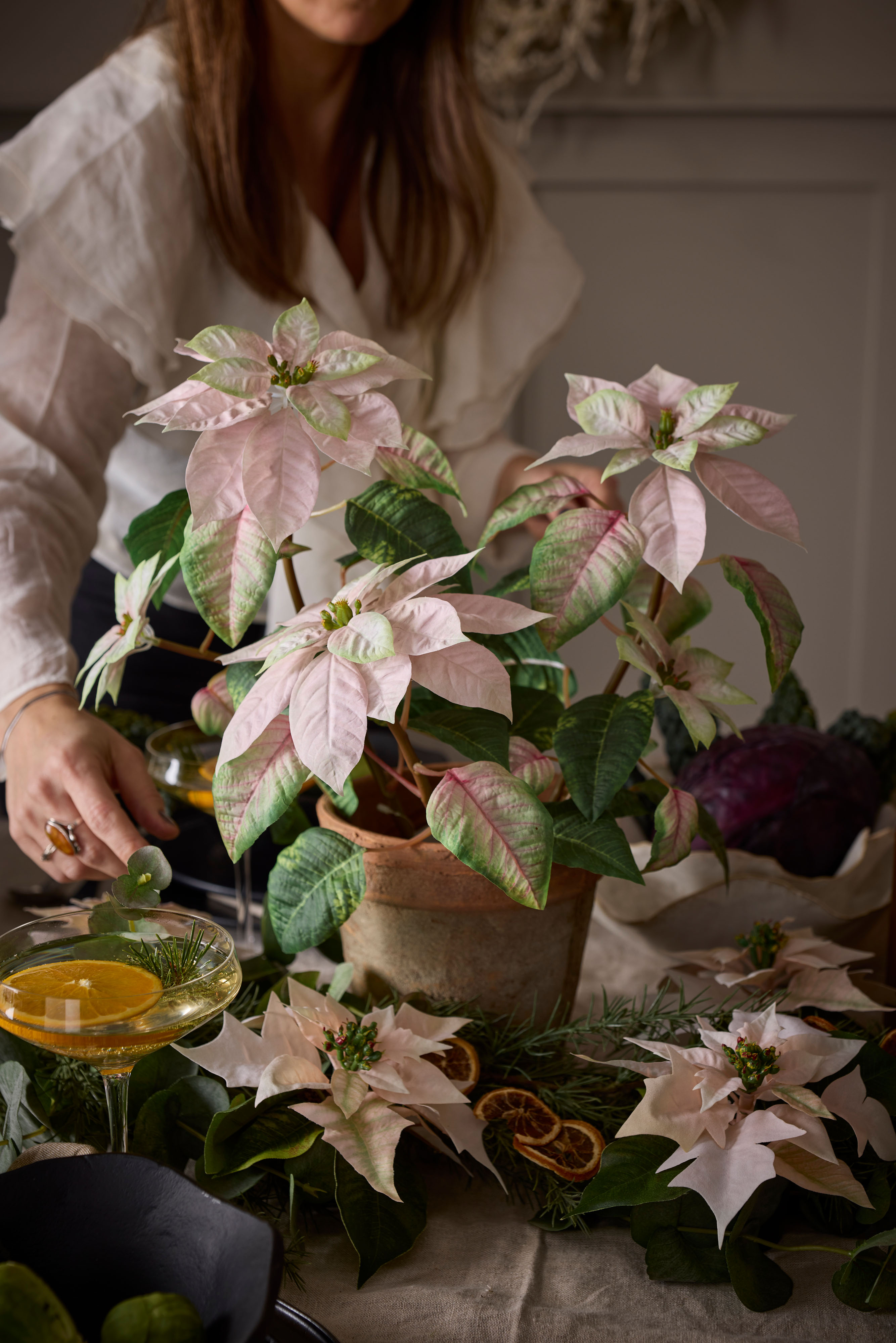Konstgjord rosa Julstjärna 10cm