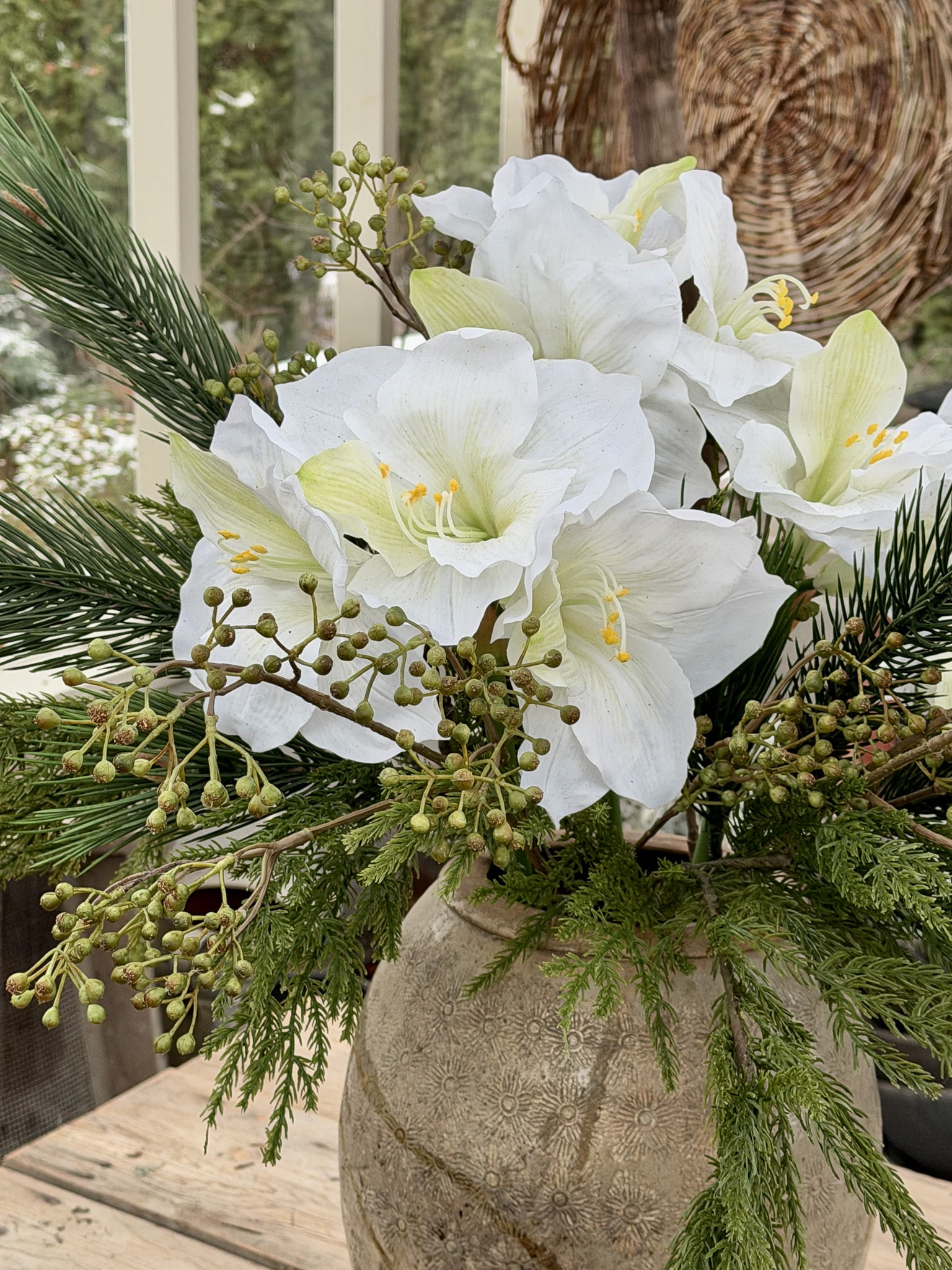 Konstgjord cream Amaryllis 65cm