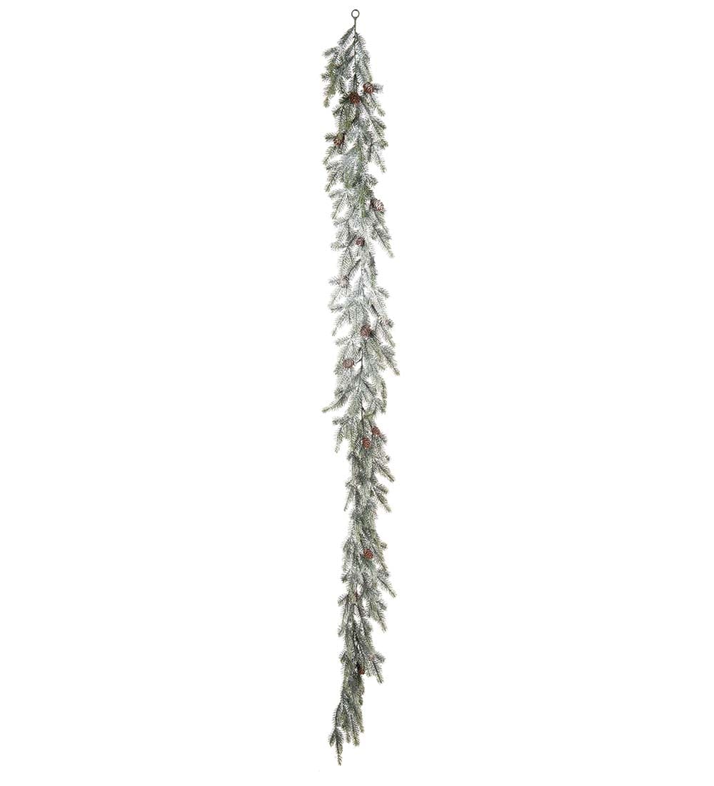 Konstgjord grön Grangirlang med Frost 190cm