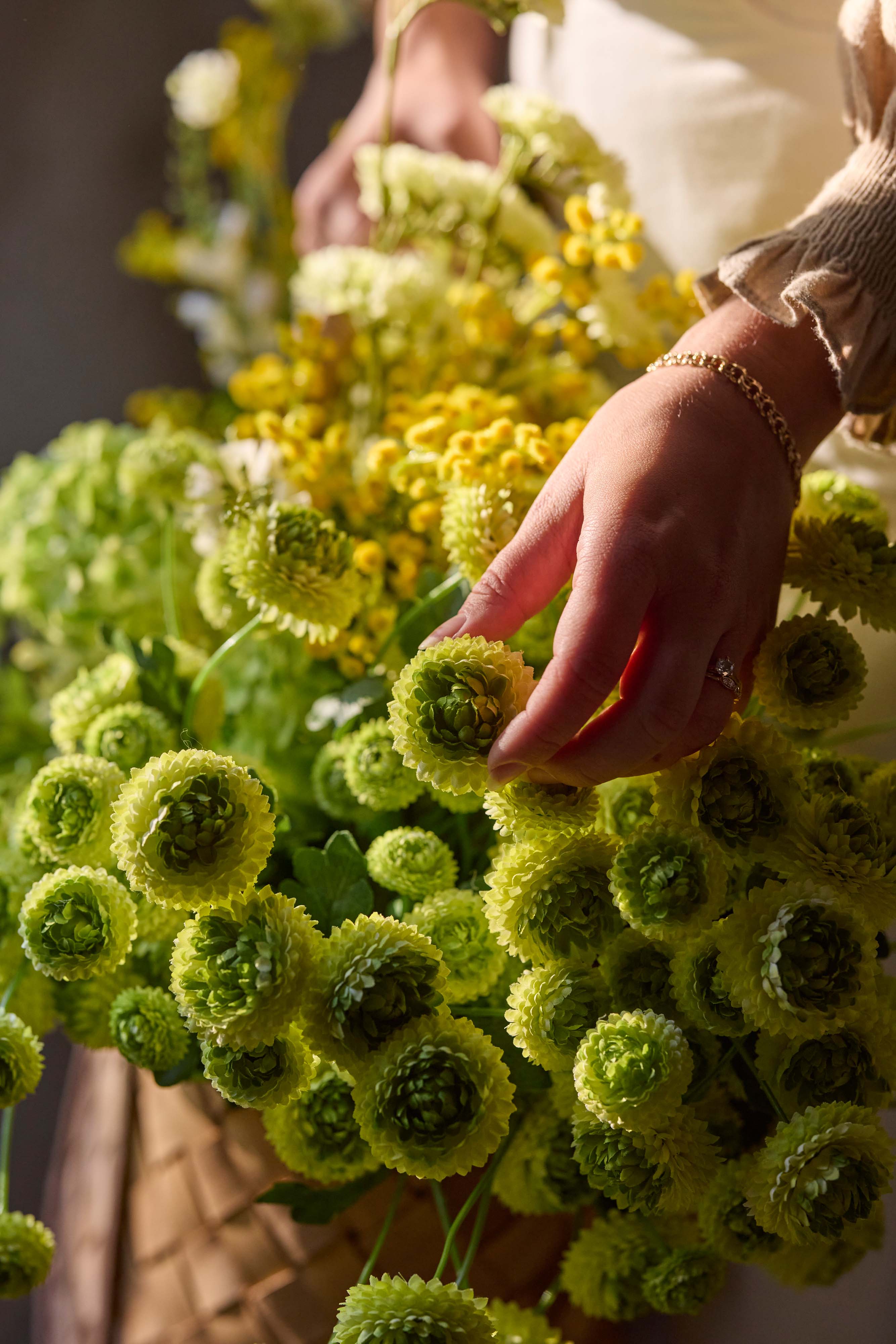 Konstgjord grön Chrysanthemum 60cm