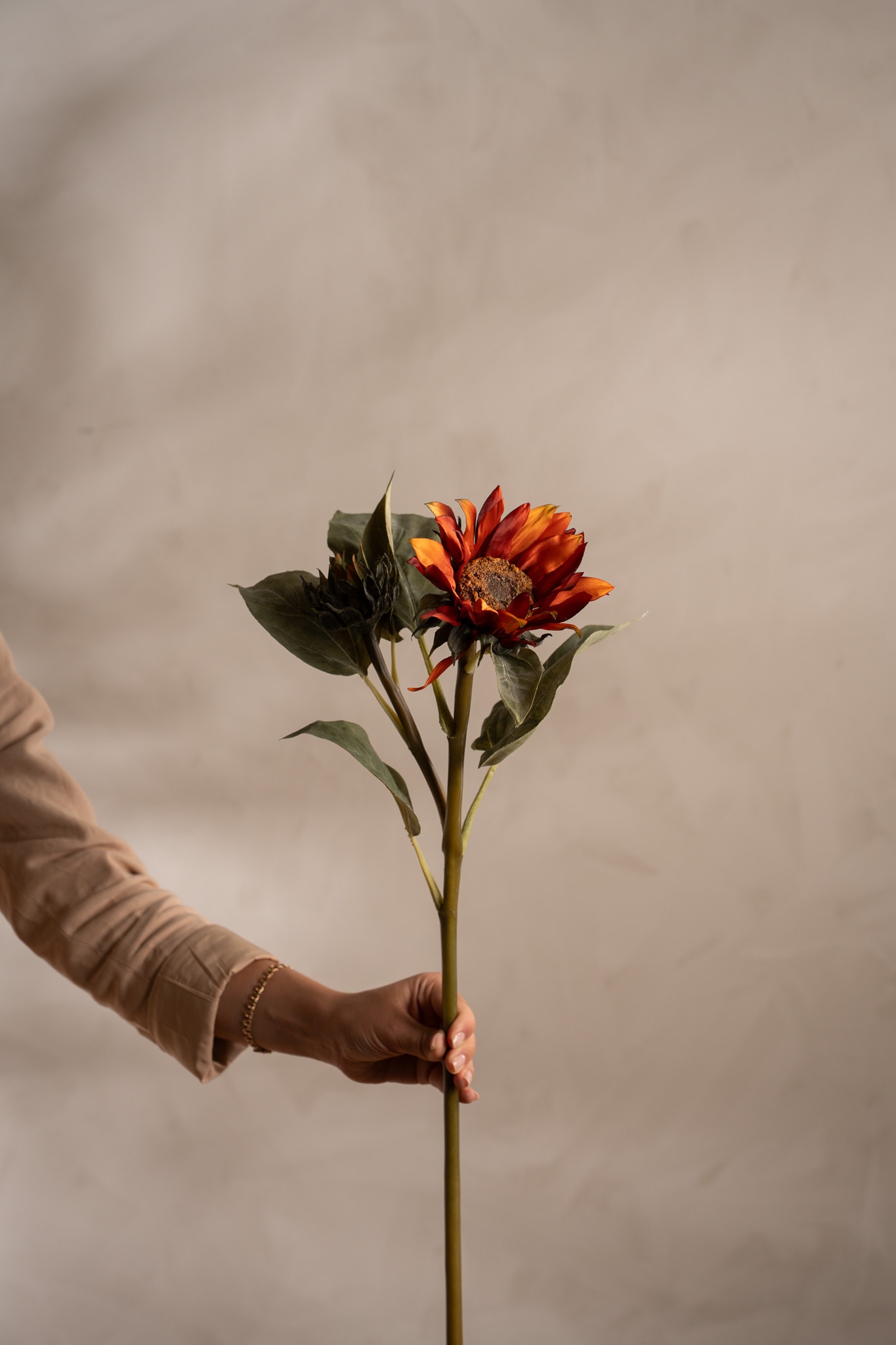 Konstgjord orange Solros 74cm
