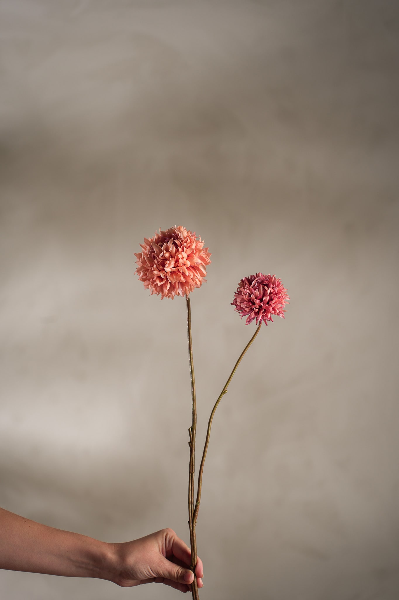 Konstgjord persikofärgad Chrysanthemum 65cm